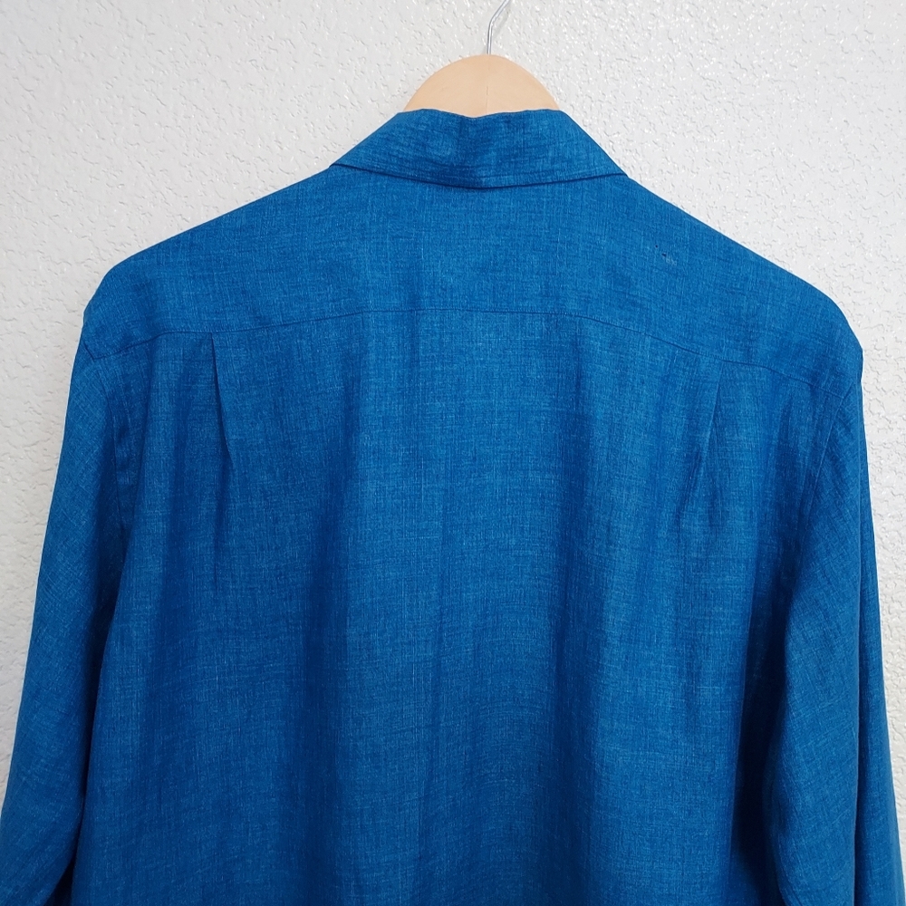 Loro Piana Blue Long Sleeve Button Down - Picture 6 of 13